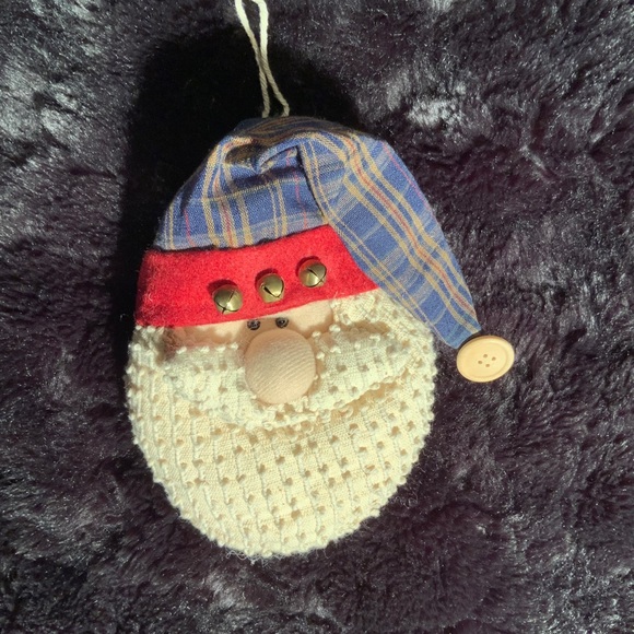 🌼 2/$10🌼  Plush Santa Ornament - Blue Plaid - Picture 1 of 3